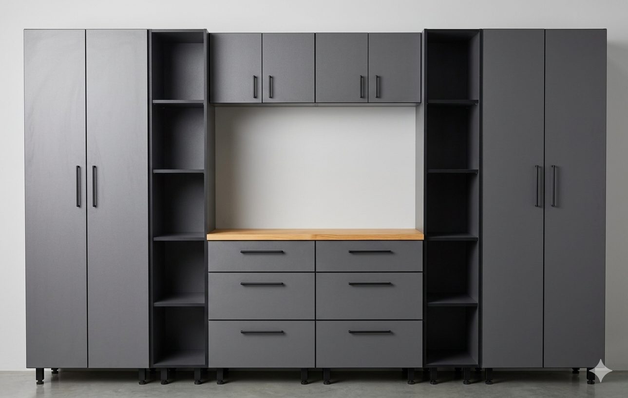 Garage Workshop 2 — 3.2m Professional Storage Solution, installed garage workshop in Storm Grey